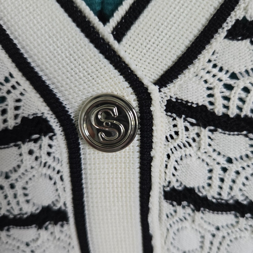 Sandro Womens Dress and Crop Sweater Set Sz 3 (US 8) NWT Black White Fancy Knit - Picture 10 of 16